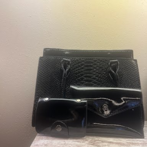3 set leather purse black