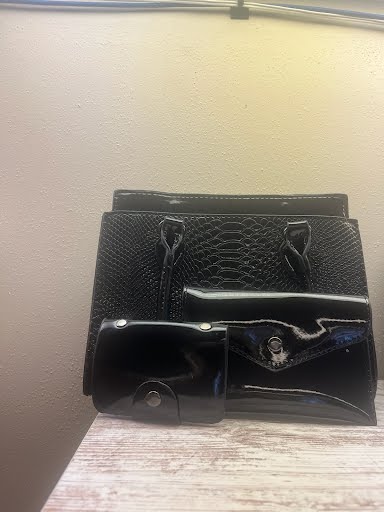 3 set leather purse black